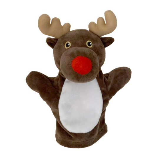 My First Christmas hand Puppet - Reindeer - The Puppet Company - Suitable from birth under adult supervision