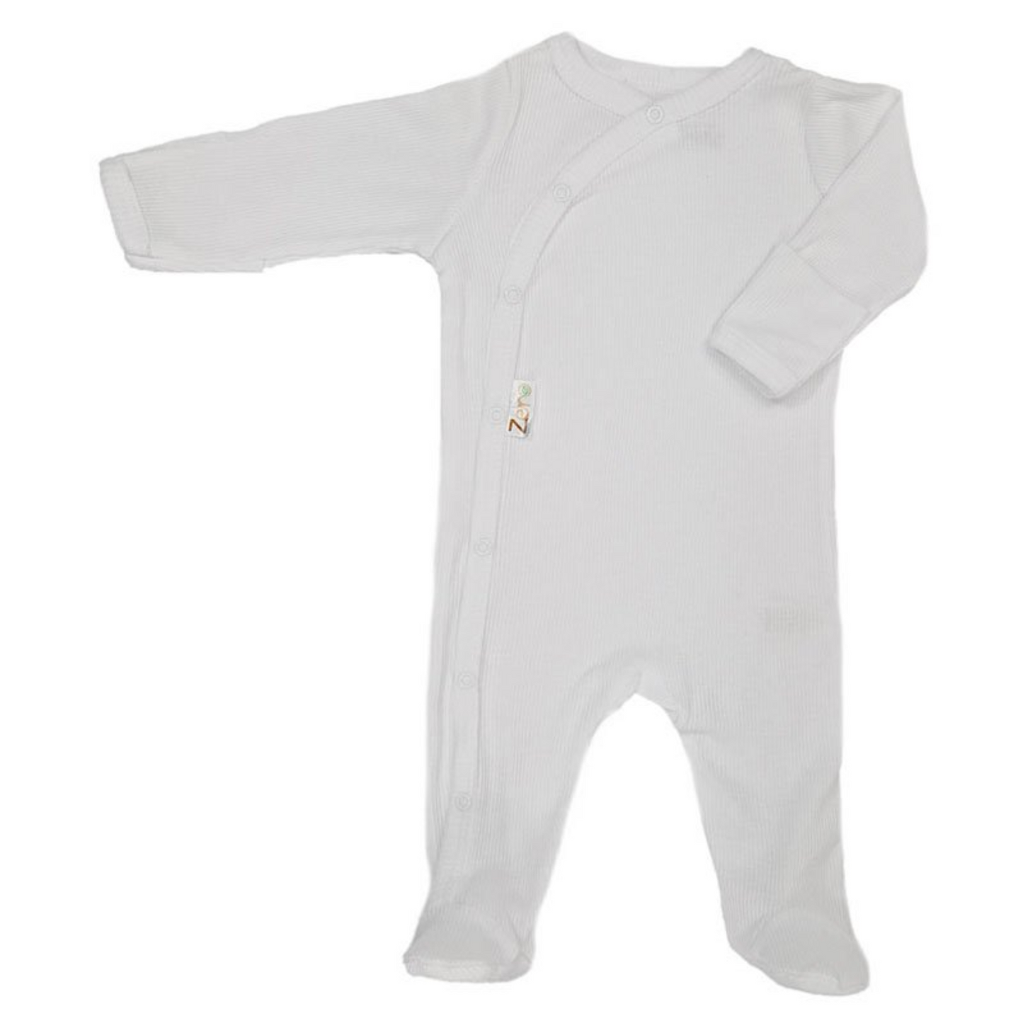 Zero by Soft Touch Sage White Ribbed Sleepsuit 100% Cotton Age 0-3 Months