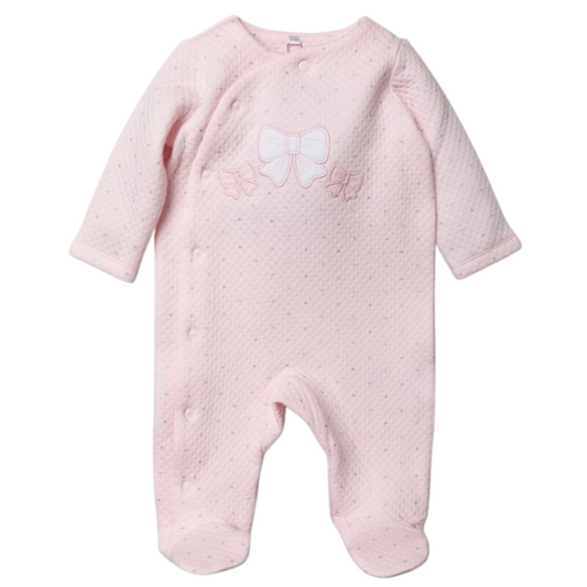 Rock A Bye Baby Girls Quilted Pink All in One With Silver Foil Print Age 3-6 Months