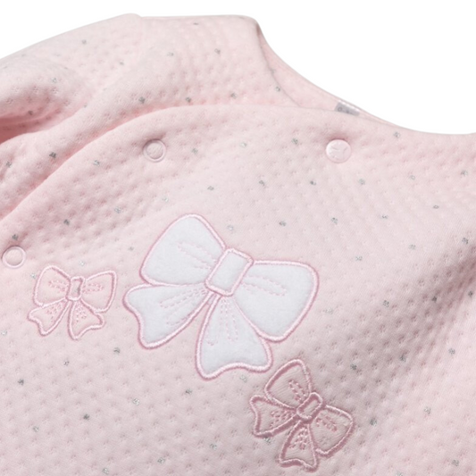 Rock A Bye Baby Girls Quilted Pink All in One With Silver Foil Print Age 6-9 Months