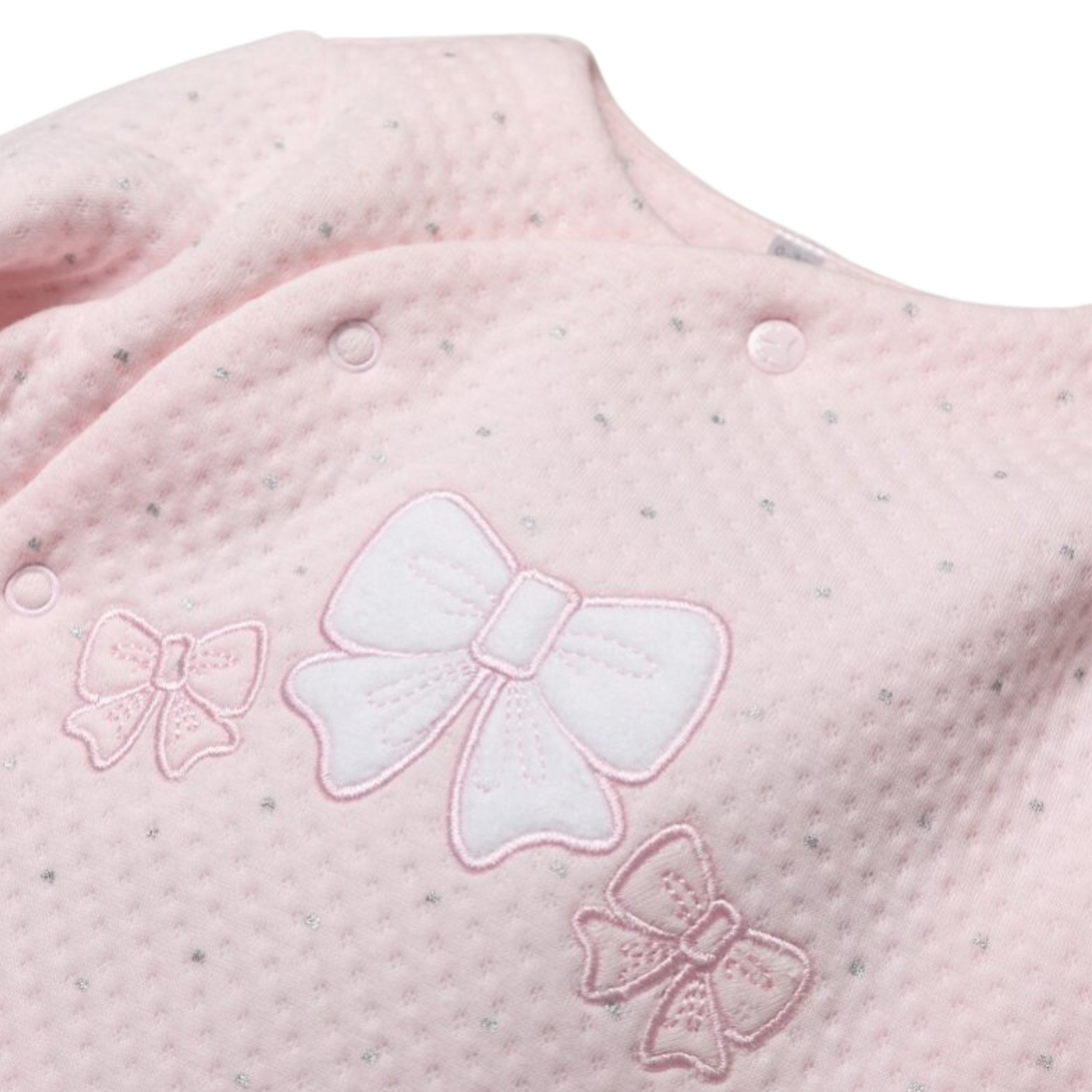 Rock A Bye Baby Girls Quilted Pink All in One With Silver Foil Print Age 3-6 Months