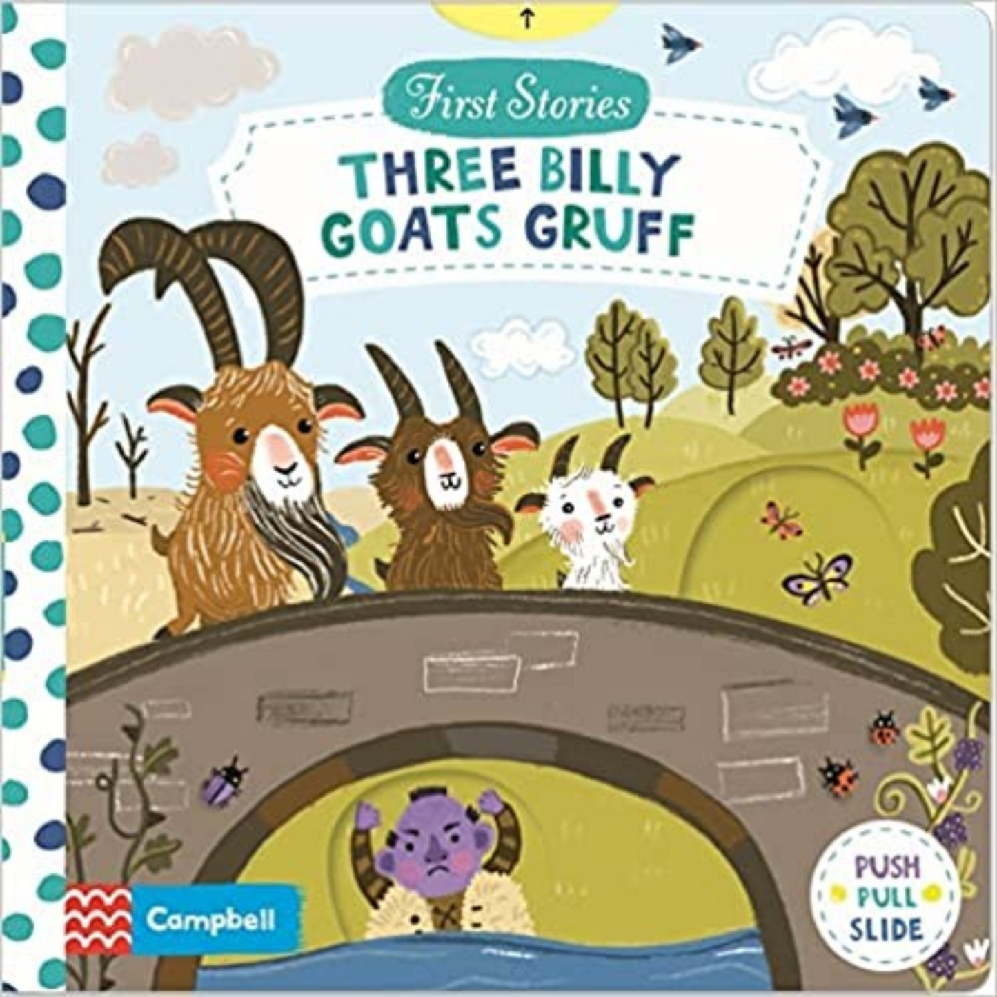 First Stories Three Billy Goats Gruff, Push Pull and Slide Board Book - Interest age 1-4 Years